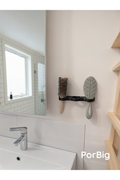 PorBig Tarak ve Fırça Tutucu | Duvar Tipi Banyo Düzenleyici Stand
