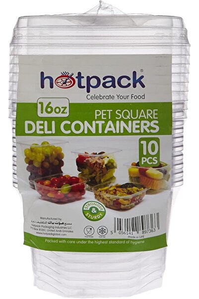Hotpack Disposable PET, Clear, Food Storage , Deli Container Square 16 ounce ...