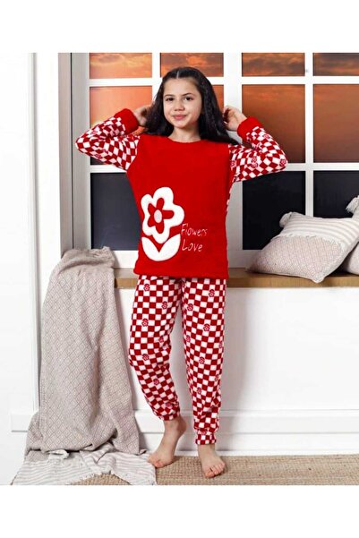 Intisimo Pijamale Cocolino pentru copii, fete, 5-12 ani, flori, roșu - 7-8