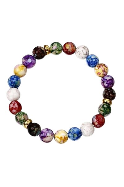 THK Brățară cu 7 Chakre, Pietre Vindecătoare de 8 mm, THK, Ametist, Lapis Lazuli, Acvamarin Albastru, Verde