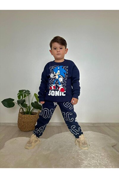 aybabykids Sonic Printed Hooded Boys' Tracksuit Set Two-Piece Set