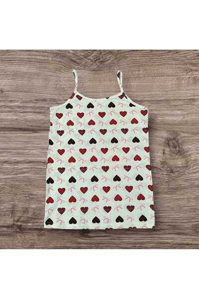 ESTA STORE White Heart Patterned Strap Tank Top