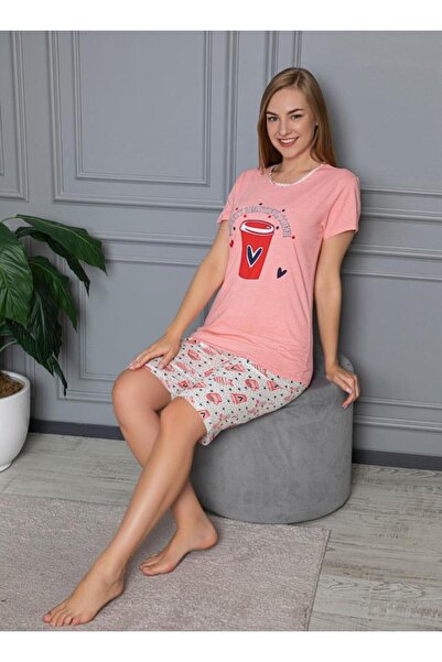 Intisimo Γυναικεία Πιτζάμα, Κοντό Μανίκι, 3/4, Όμορφη Καφέ, Βαμβακερή, Ροζ - S