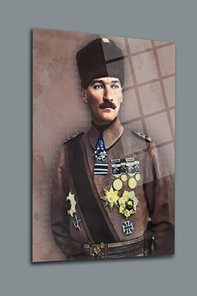glassartdesign Pictură în sticlă a Ataturk - 5 picturi ale lui Ataturk - Pictură Patria