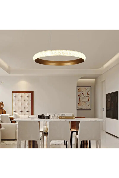 HAMER نجف مودرن حلقة ذهبي قطر 60 سم لون الانارة اصفر 48 واط