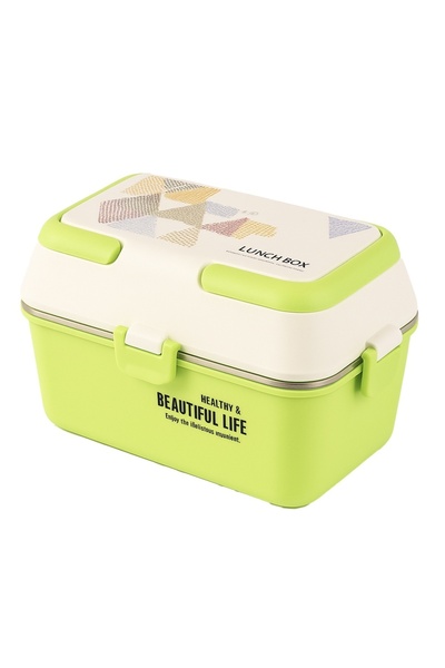 PUFO Lunch box with 3 compartments and stainless steel inner bowl, leakproof, for food, lunch