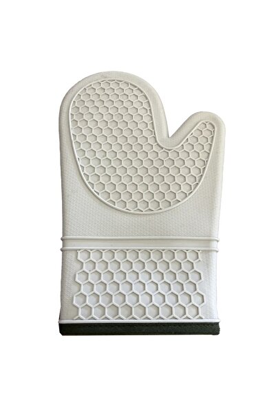 PUFO Mănușă de bucătărie din silicon pentru grătar sau cuptor, căptușită, 30 cm, crem