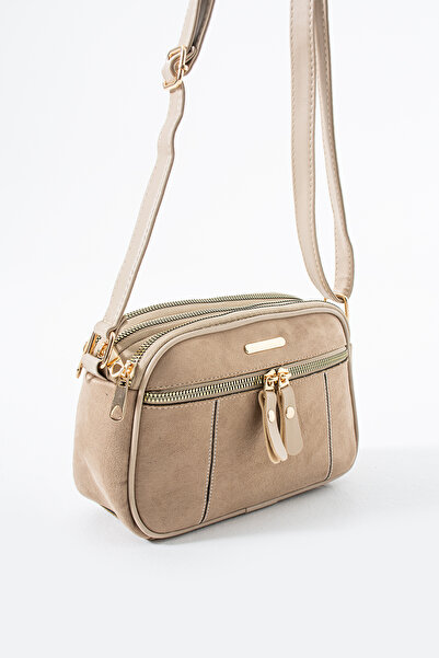 NBİBAGS Kadın Sincap Suet Vizyon 4 Bölmeli Suni Deri Orta Boy Fermuar Kapama ...