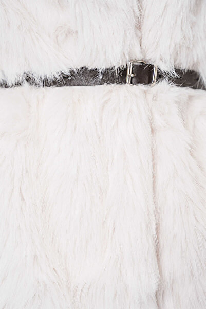 alita butik Women's Belted Oversized Fur Coat