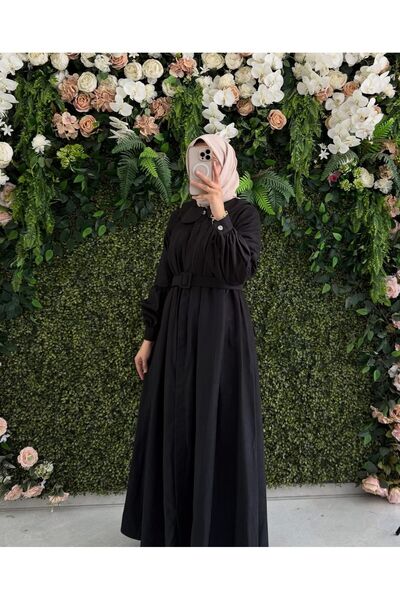 Atika Moda Zarafetin Dokunuşu | 2025-2026 Kışlık Süet Uzun Elbise - 145 cm