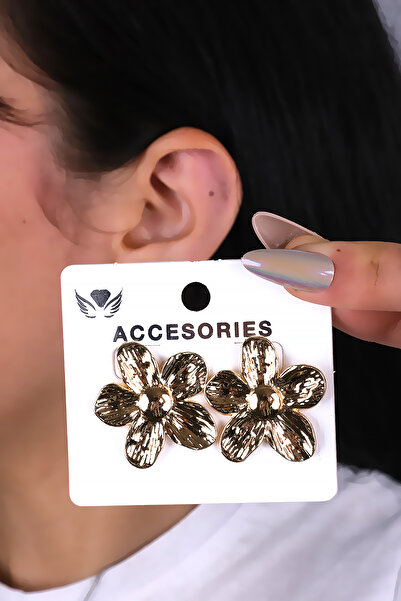 LOWEN AKSESUAR Gold Color Flower Design Women's Earrings