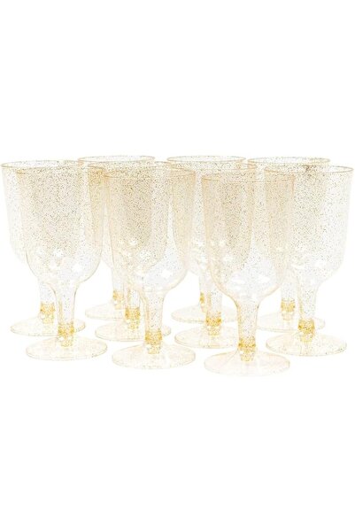 Generic Plastic Wine Glasses, 20Pcs Gold Glitter Premium Champagne Glass for ...