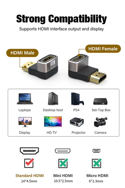 Anunnaki 90 Derece HDMI Çevirici Dönüştürücü 8K
