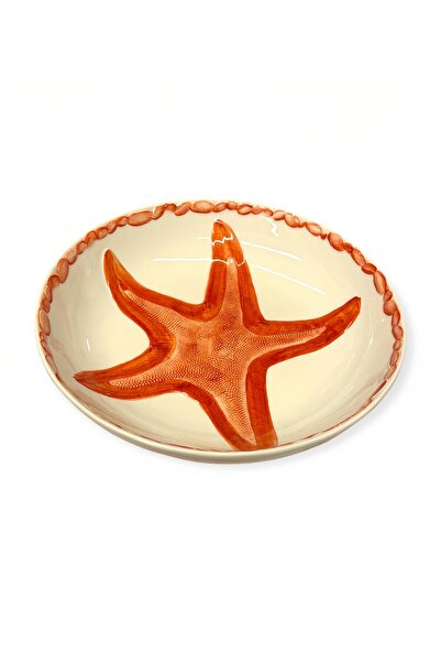 Genel Markalar V.B.C La Ceramica - Kırmızı Yıldız Yuvarlak Salata Servis (37cm)