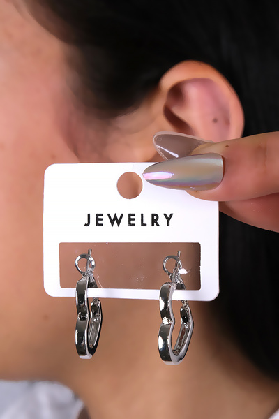 LOWEN AKSESUAR Silver Color Heart Design Women's Earrings