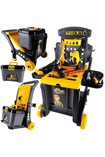 CIUPIGo Atelier de scule 3 în 1, CiupiGo, banc de lucru, cărucior, roabă, negru și galben, 46, 5x42x59cm