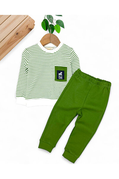 VEGAMOD Boy Baby Striped Pocket Detail Seasonal Suit 3-6-12-18-24 Months