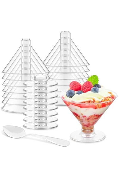 Generic BIGTHREE Dessert Cups with Spoons, 40 Pack Clear Parfait Appetizer Cu...