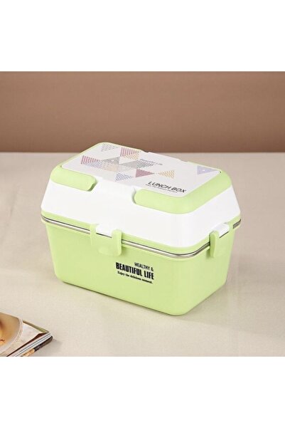 PUFO Lunch box with 3 compartments and stainless steel inner bowl, leakproof, for food, lunch
