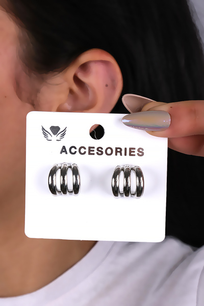 LOWEN AKSESUAR أقراط فضية اللون للنساء