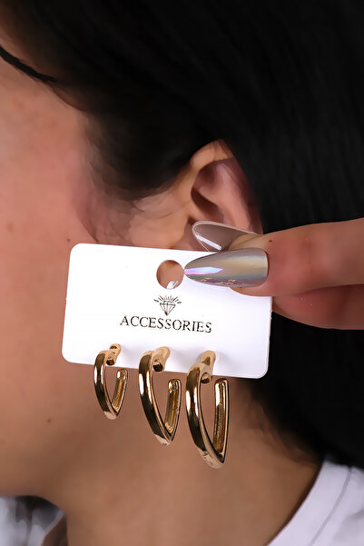 LOWEN AKSESUAR 3 قطع أقراط على شكل قلب