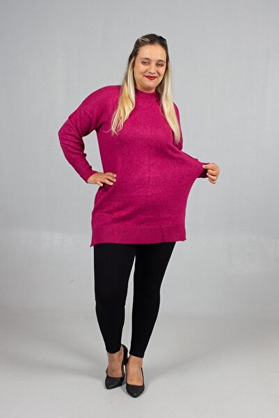 Truva XXL Fuşya Yumoş Triko Büyük Beden Kadın Triko 54 Bedene Kadar – Yumuşacık ve Şık
