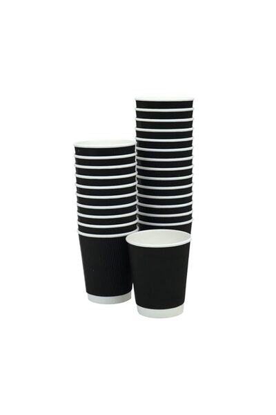 Generic Sunny Brown Disposable Ripple Insulated Coffee Cups, 25 Pack (Black) – Hot Beverage Corrugated Pape