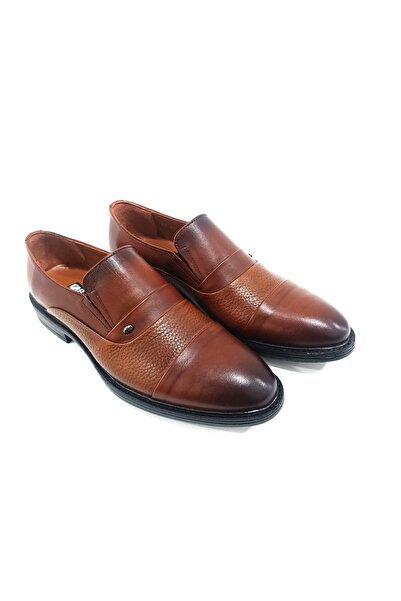 LİCCAS Men's Winter Shoes Genuine Inner and Outer Leather Rubber Sole Laceless and Non-Slip Sole Tan Color