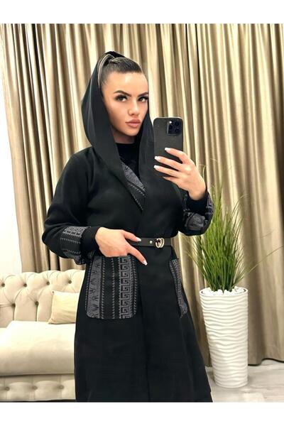 Intisimo Three Quarter Cardigan, Women, Hood, Belt, Luxury, One-Size, Black