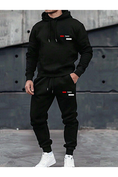 dwnwear Paris Printed Hooded Tracksuit Set