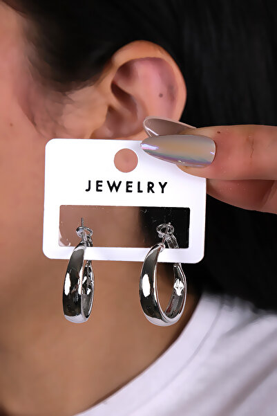 LOWEN AKSESUAR حلق فضي اللون للنساء