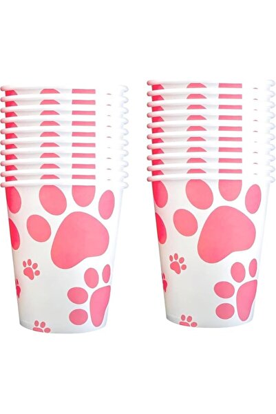 Generic 20 Pcs Dog Paw Print Party Cup Set, Disposable Water Cup, Pink Doggy Paw Print Cup, Cups for Kids B