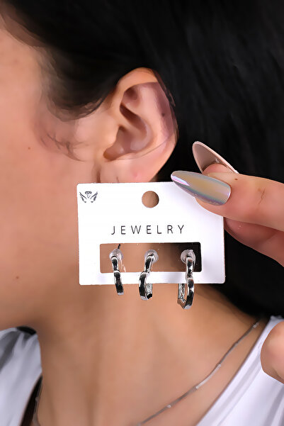 LOWEN AKSESUAR 3 قطع أقراط على شكل قلب