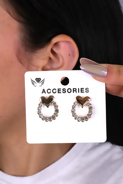 LOWEN AKSESUAR أقراط نسائية بتصميم قلب من حجر اللؤلؤ