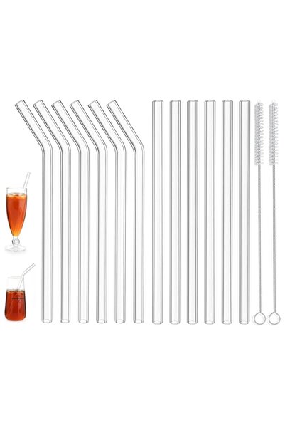 Generic Excefore Reusable Glass Drinking Straws Set,12 Pcs Straws With Cleani...