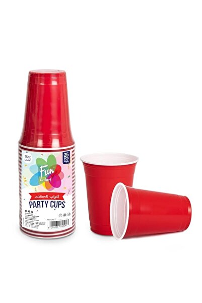Generic FUN BY AL BAYADER فن Plastic Party Cups 16oz - Red Plastic Cups Sturd...