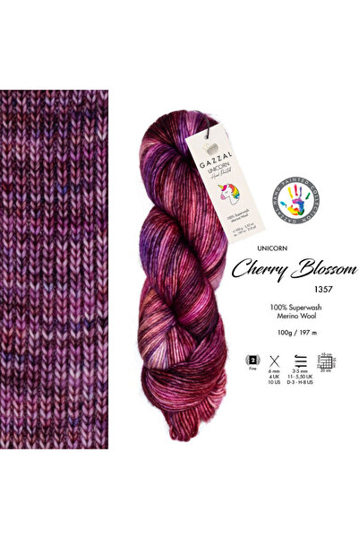 Gazzal Unicorn %100 Superwash Merino Yün – 100 g 197 m El Boyaması Örgü İpi-1...