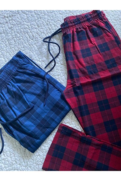 DÜVEN Medium Thick Unisex Plaid Large Square Patterned 2-Piece Pajama Bottoms / Ultra Quality Sweatpants
