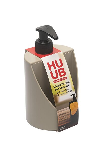 Huub Hanger Collection Kitchen or Bathroom Liquid Soap Dispenser with Sponge Holder - Detergent Dispenser