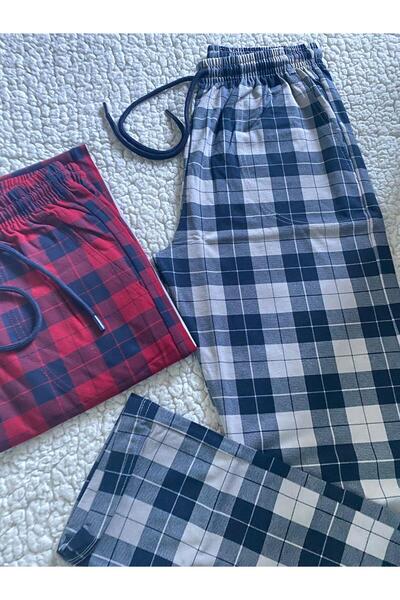 DÜVEN Medium Thick Unisex Plaid Large Square Patterned 2-Piece Pajama Bottoms / Ultra Quality Sweatpants
