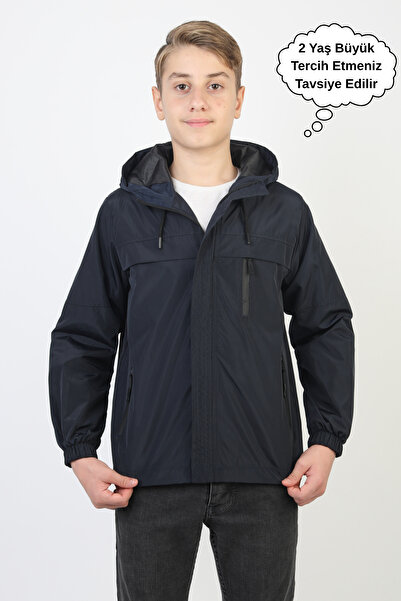 ASYAKİDS CLUB Boy's Hooded Pocket Lined Seasonal Raincoat