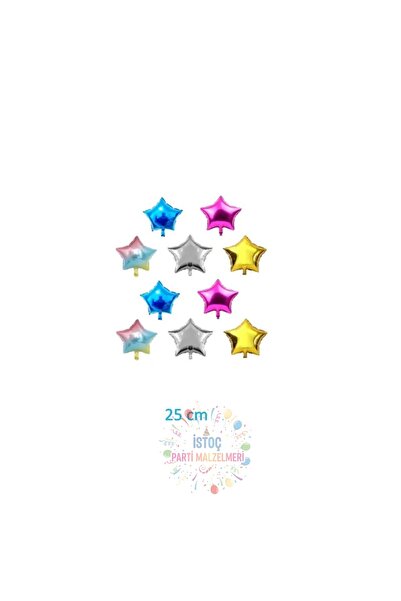 İSTOÇ PARTİ Mini Star Foil Balloon Set 10 Pieces 25 cm