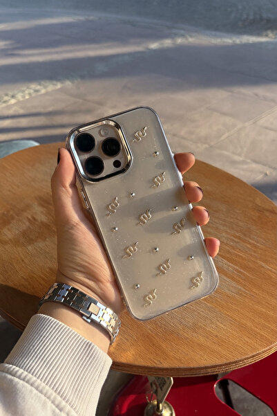 MustCase iPhone 16 Pro Max Kılıf Yılan Desenli Simli Şeffaf Kılıf Gümüş Kamer...