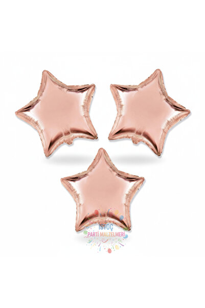 İSTOÇ PARTİ Rose Gold Color Star Foil Balloon 3 Pieces