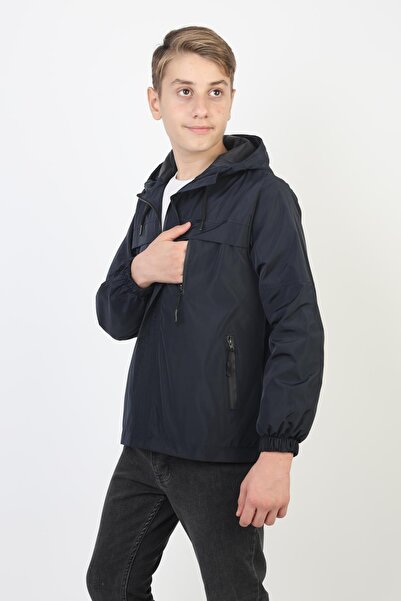 ASYAKİDS CLUB Boy's Hooded Pocket Lined Seasonal Raincoat