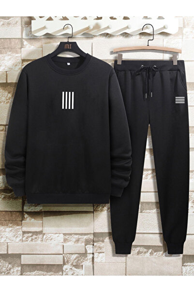 zeag Σετ φόρμας με ριγέ σχέδιο και λαιμόκοψη ουράνιο σημείο σε μαύρο χρώμα