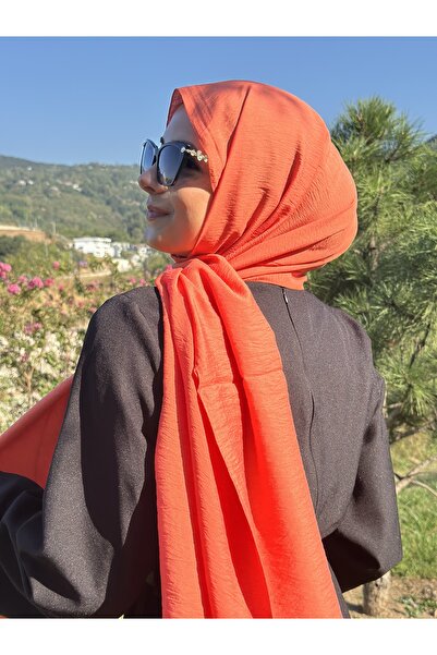 Lantliv Hijab Viscose Silk Blended Aerobin Fabric Solid Color Shawl, Self Wrinkle Pattern Shawl