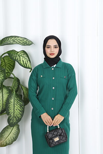 NİSUM MODA Button Detailed Knitwear Skirt Suit