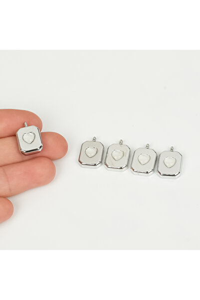 yfhobi 1 Adet - 17 mm Kalp Taşlı Metal Uç, Takı İçin Charm Uç, Rodyum Kaplama...