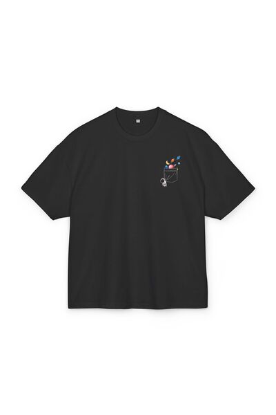 LORVEX Tricou supradimensionat unisex din bumbac cu imprimeu – Imprimeu ASTRO...